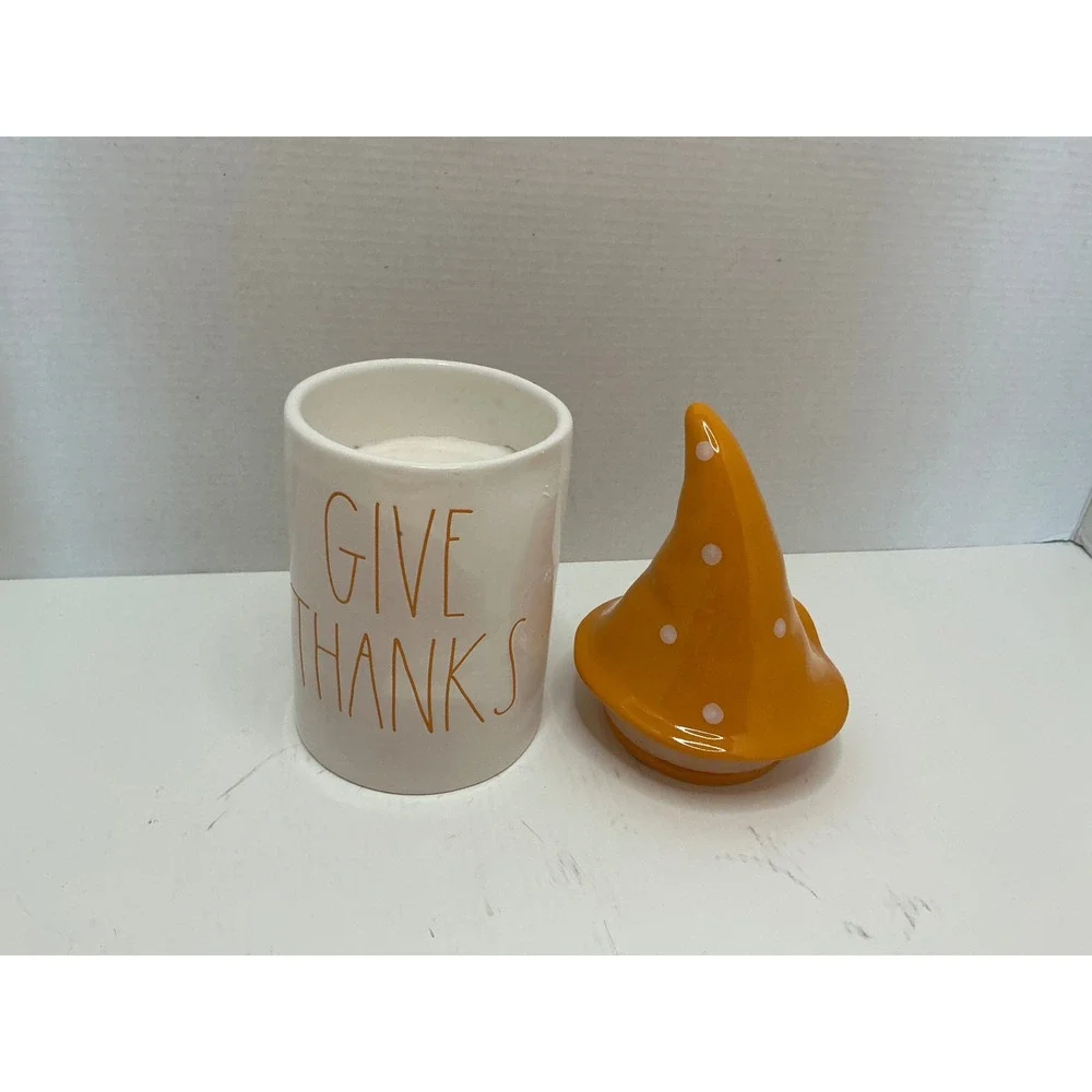 DW Home x Magenta Give Thanks Candle Orange Polka Dot Gnome Hat Lid Vanilla Scen